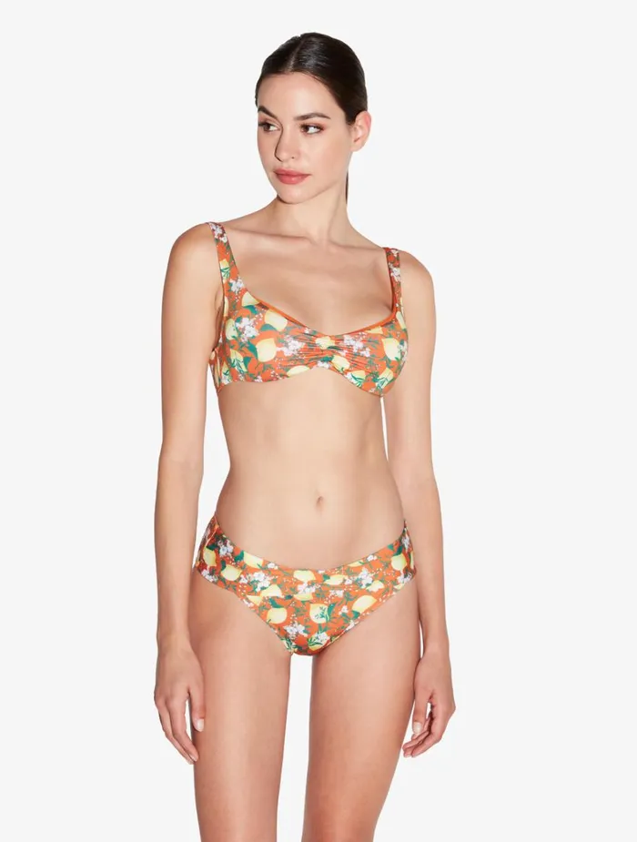La Perla Orange Printed Bikini Brief With Draped Waist Women Bikinis