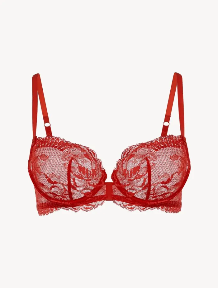 La Perla Red Lace Balconette Bra Women Balconette