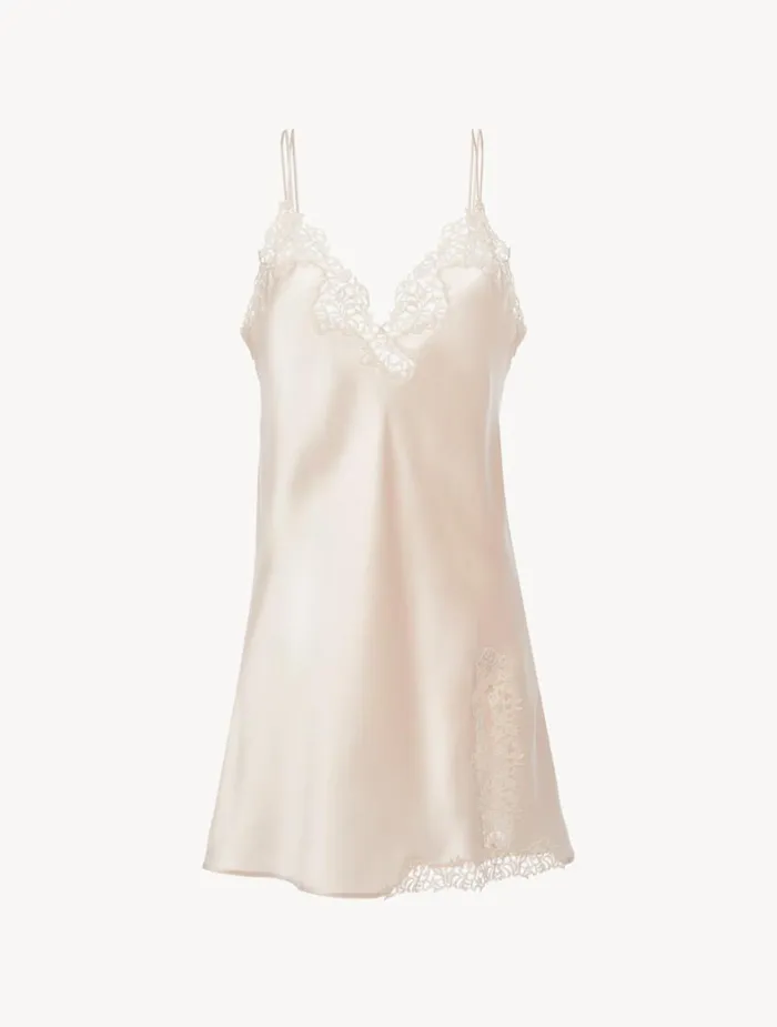 La Perla Rose Beige Slip With Macram Women Slips and Dresses