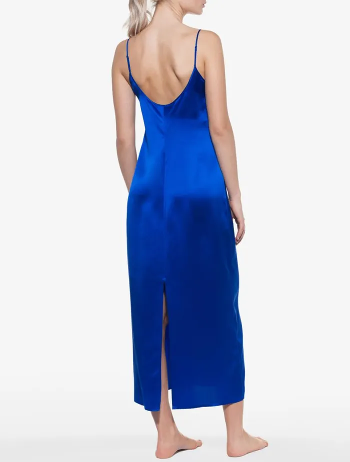 La Perla Silk Long Slip In Electric Blue Women Slips and Dresses