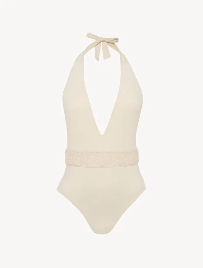 La Perla Swimsuit In Champagne With Beading Women OnePiece Bathing Suits