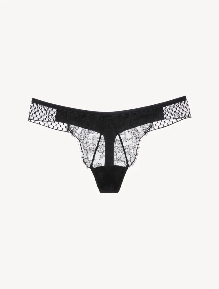 La Perla Thong With Leavers Lace Women G String and Thong