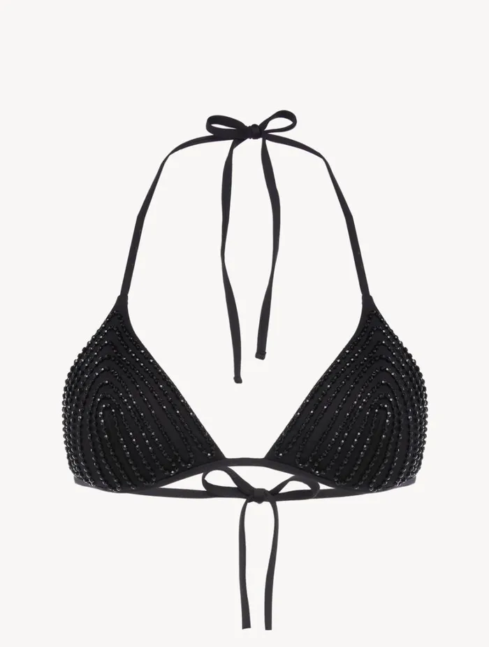 La Perla Triangle Bikini Top In Black With Beading Women Bikinis