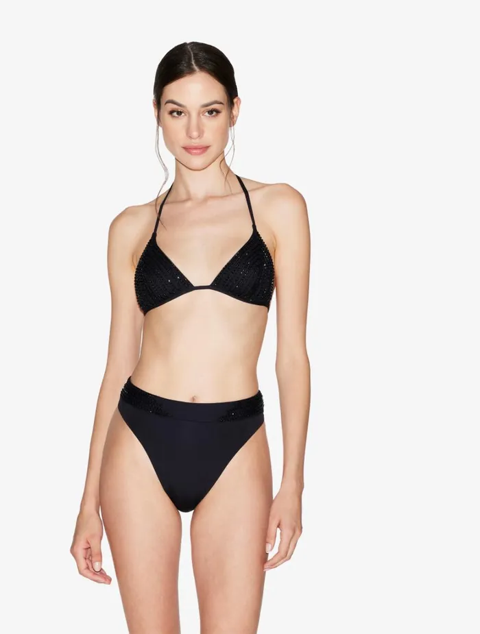 La Perla Triangle Bikini Top In Black With Beading Women Bikinis