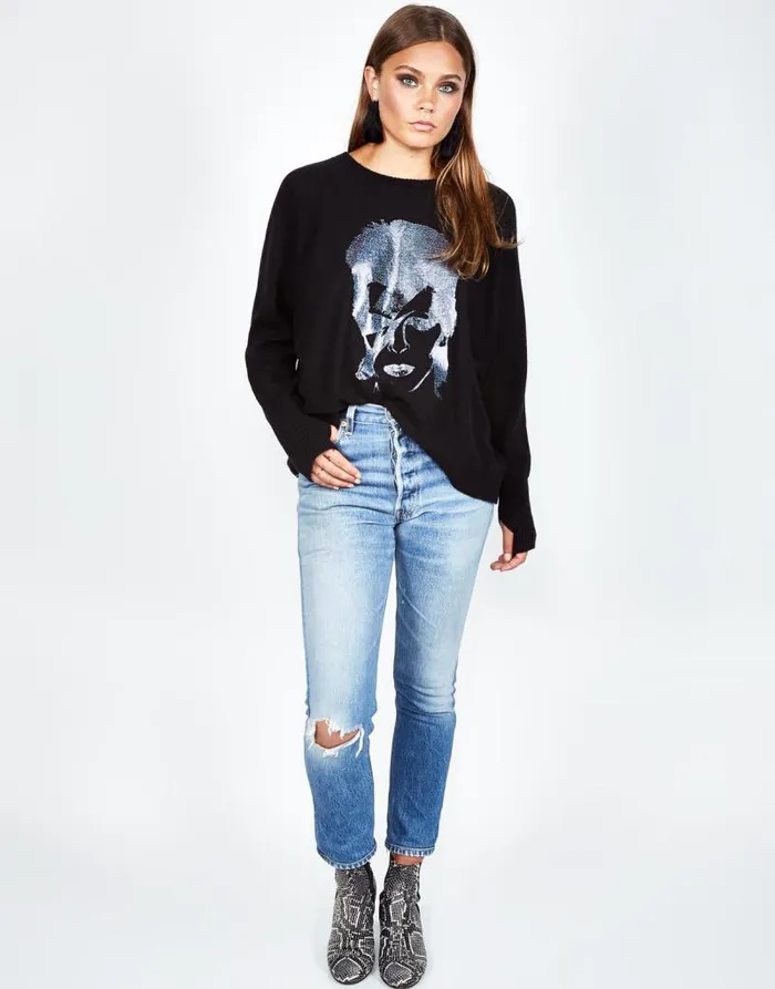 Ladona Glitter Bowie Black Women Lauren Moshi Sweaters and Knits
