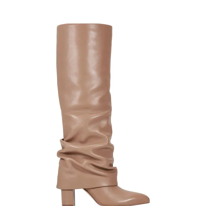 Lalita Foldover Dress Boot Light Natural Leather Women Boots and Booties Marc Fisher