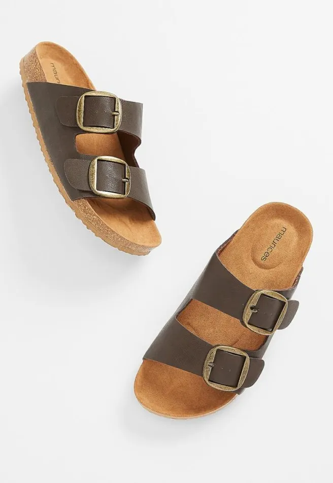 Laney Brown Double Strapped Sandal Women Maurices Sandals