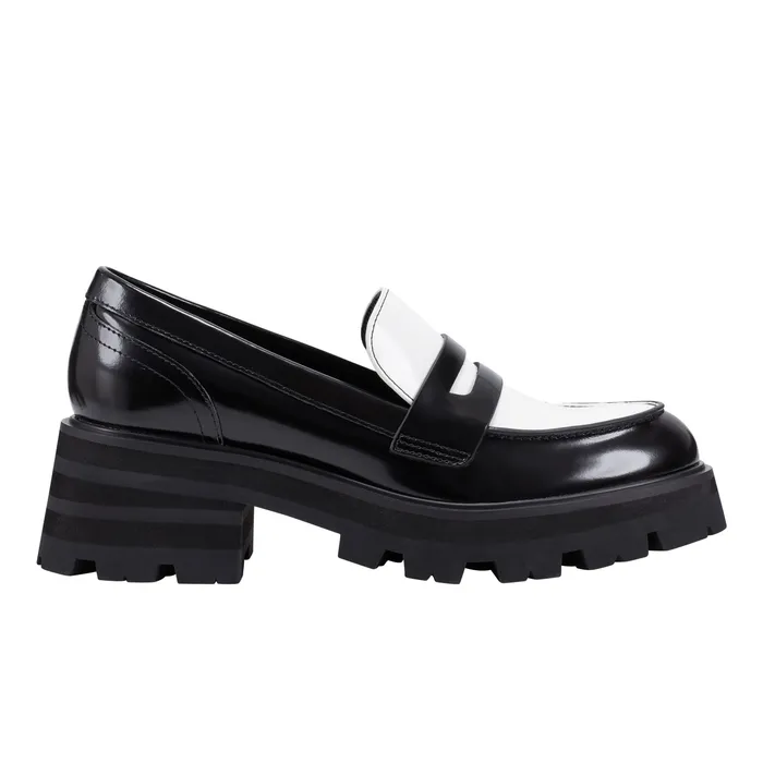 Latika Lug Sole Loafer Black and White Women Loafers and Flats Marc Fisher