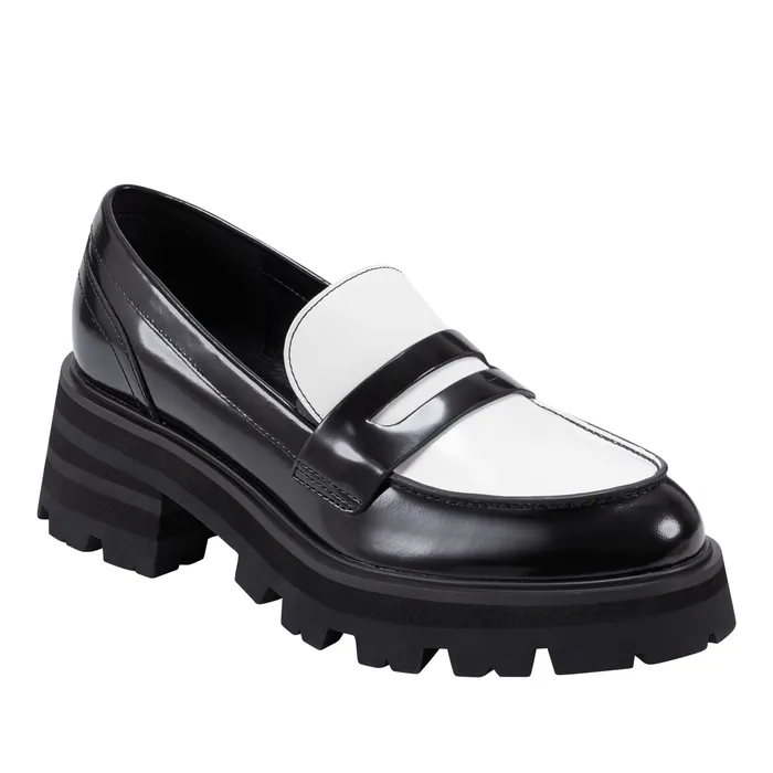 Latika Lug Sole Loafer Black and White Women Loafers and Flats Marc Fisher