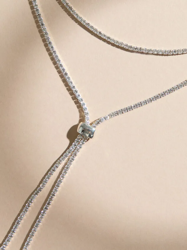 Layered Silver Rhinestone Lariat Necklace Silver Women Altar039d State Necklaces