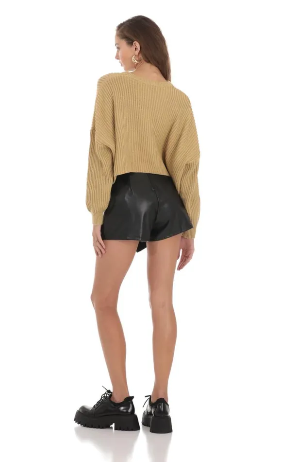 Leather Buckle Shorts Black Women LUCY IN THE SKY Shorts