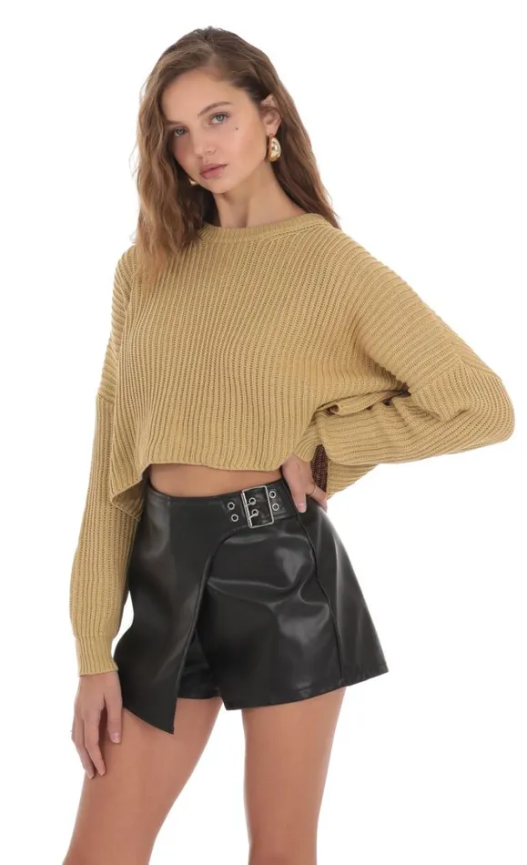 Leather Buckle Shorts Black Women LUCY IN THE SKY Shorts