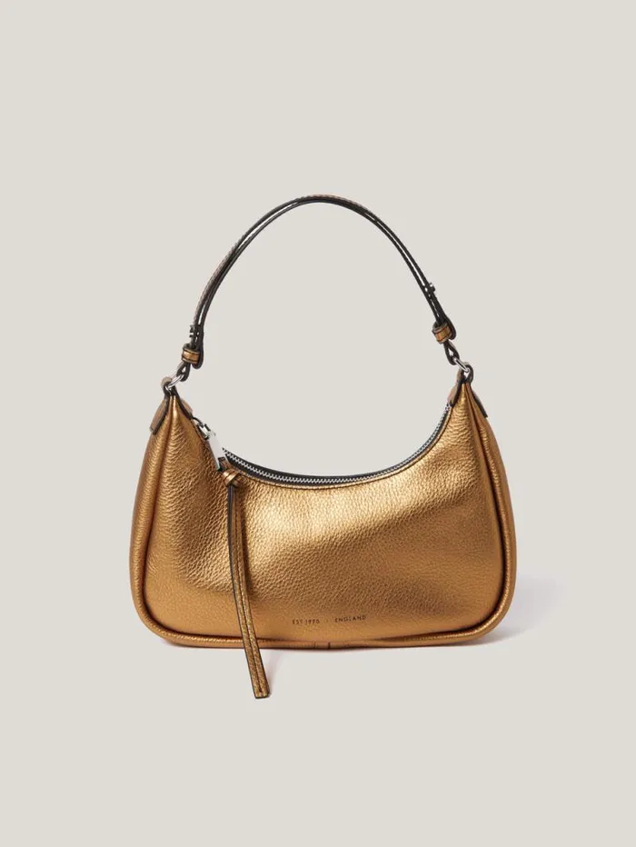 Leather Crescent Shoulder Bag Copper Women Jigsaw Leather