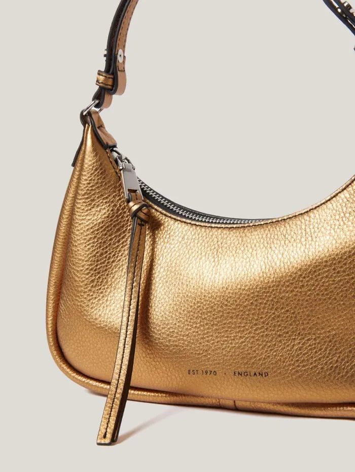 Leather Crescent Shoulder Bag Copper Women Jigsaw Leather
