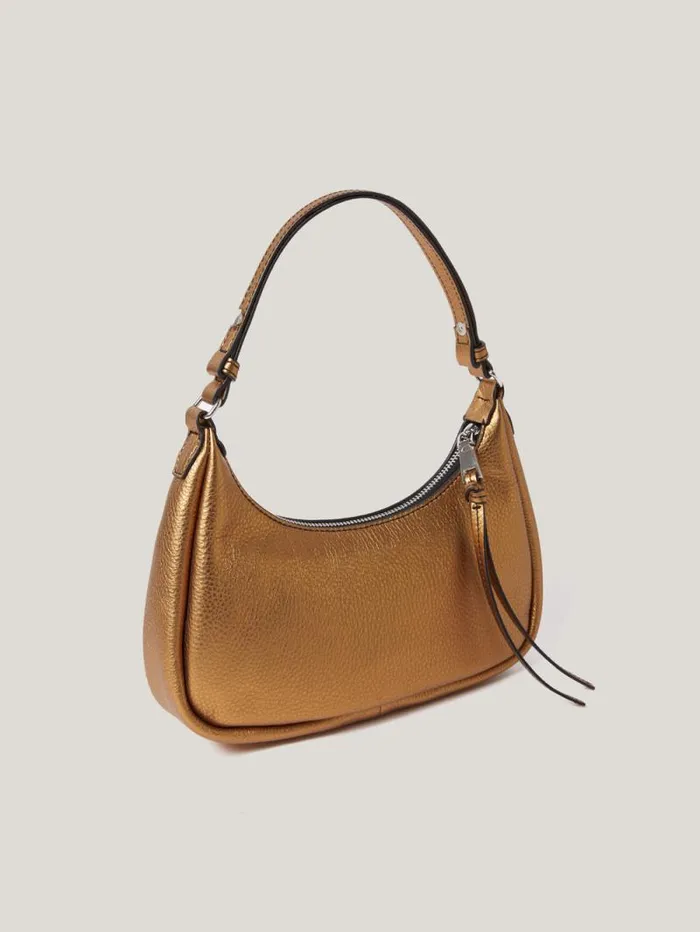 Leather Crescent Shoulder Bag Copper Women Jigsaw Leather