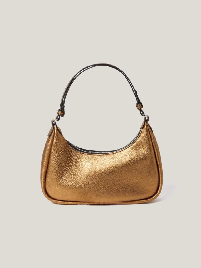 Leather Crescent Shoulder Bag Copper Women Jigsaw Leather