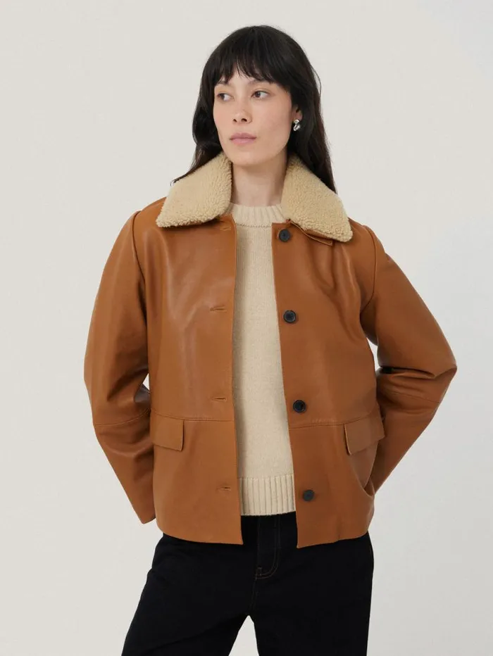 Leather Cropped Jacket Ginger Women Jigsaw Leather