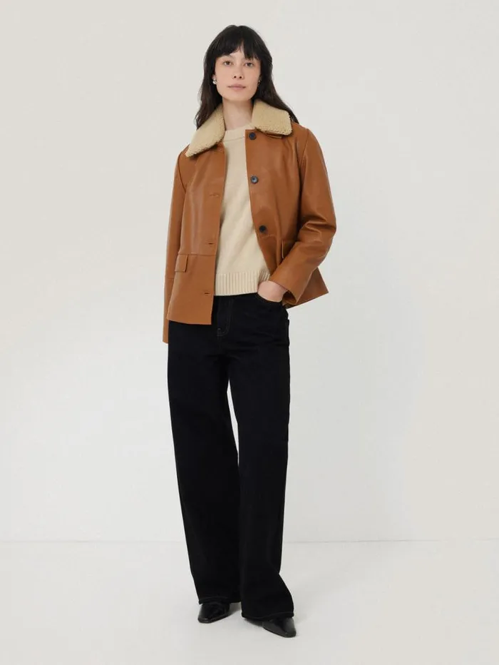 Leather Cropped Jacket Ginger Women Jigsaw Leather