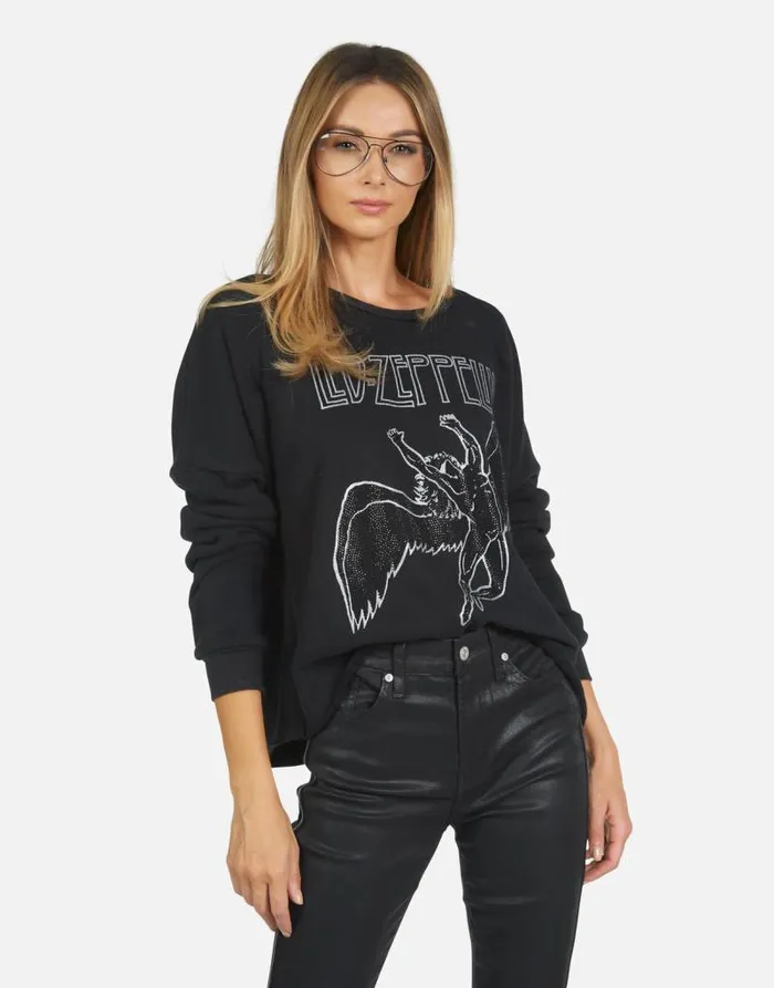 Lee Led Zeppelin Outline Black Women Lauren Moshi Long Sleeve