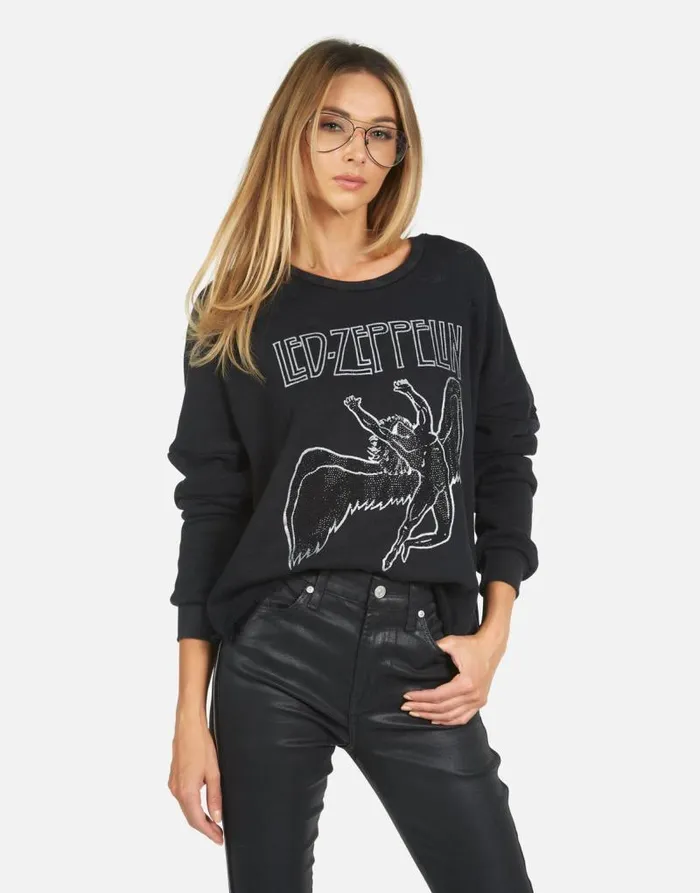 Lee Led Zeppelin Outline Black Women Lauren Moshi Long Sleeve