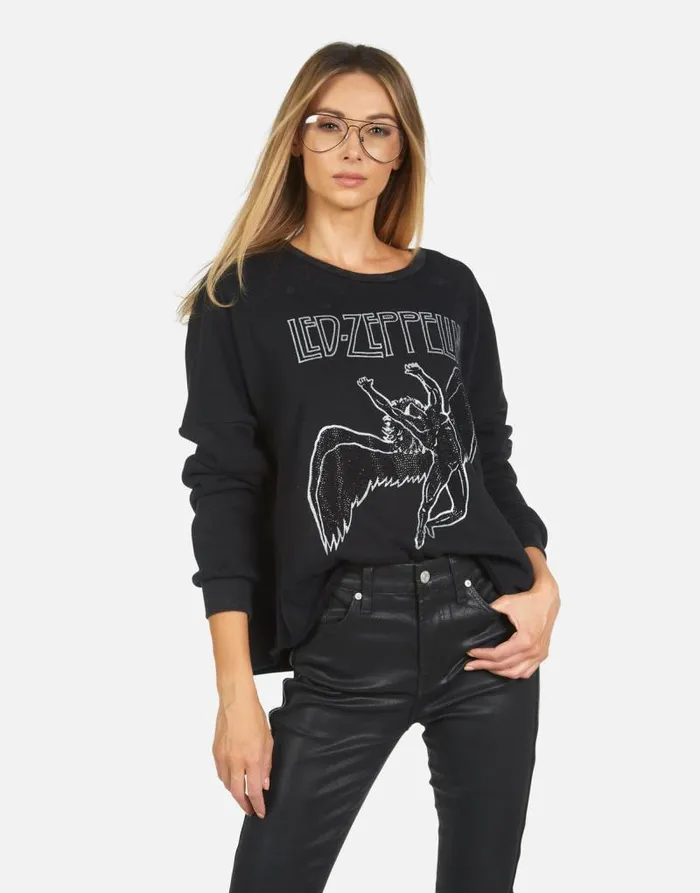 Lee Led Zeppelin Outline Black Women Lauren Moshi Long Sleeve