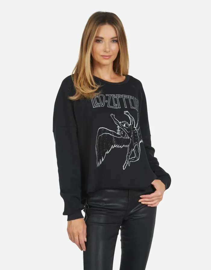 Lee Led Zeppelin Outline Black Women Lauren Moshi Long Sleeve