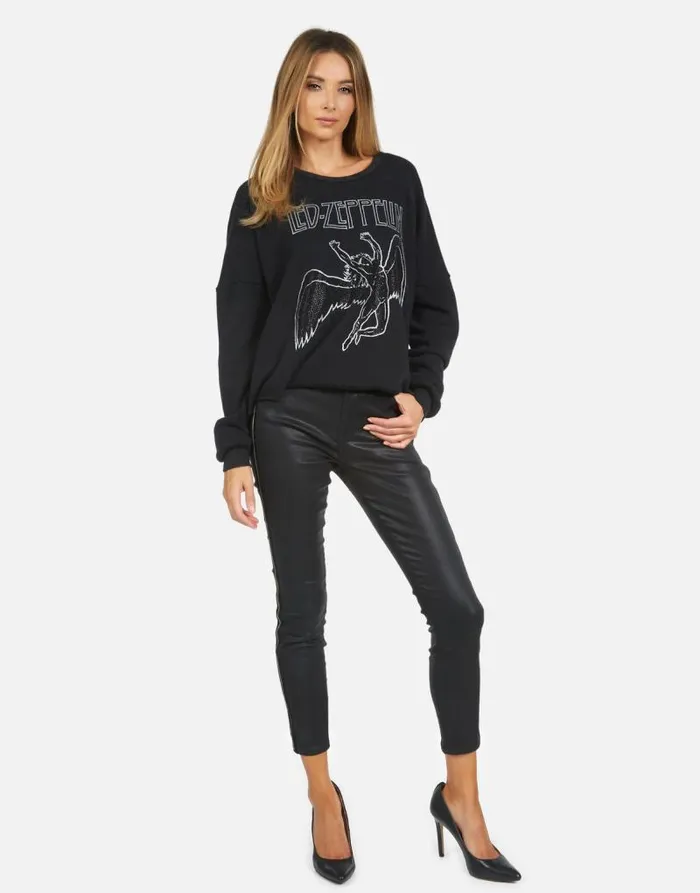 Lee Led Zeppelin Outline Black Women Lauren Moshi Long Sleeve