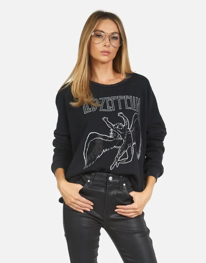 Lee Led Zeppelin Outline Black Women Lauren Moshi Long Sleeve