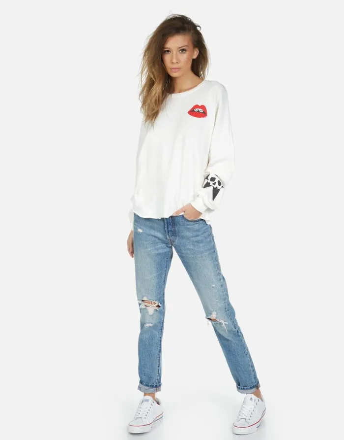 Lee Skull Lip Milk Women Lauren Moshi Long Sleeve
