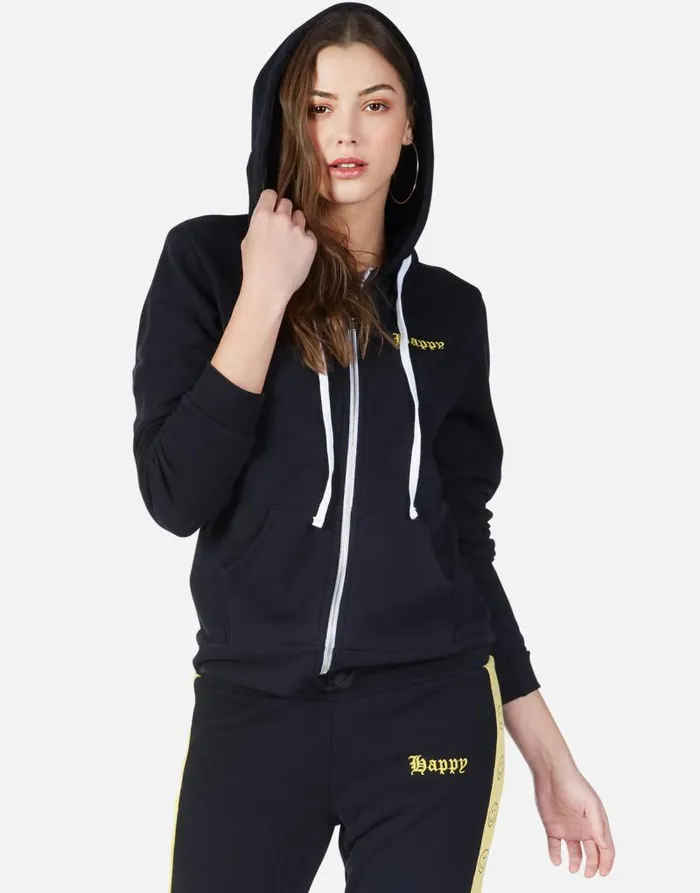 Lennox Happy Smiley Black Women Lauren Moshi Hoodies