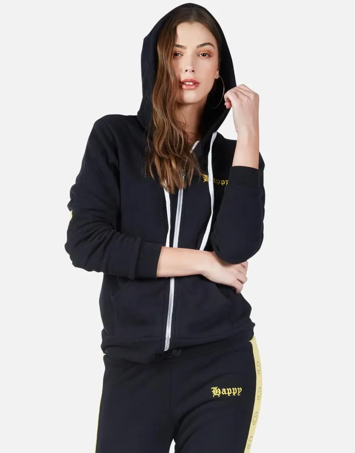 Lennox Happy Smiley Black Women Lauren Moshi Hoodies