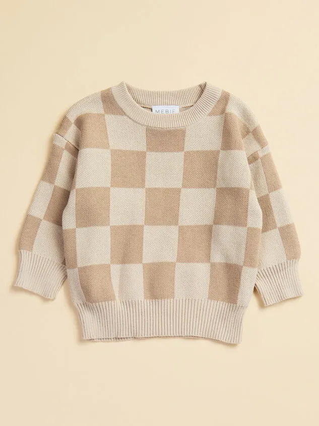 Leo Checkered Sweater Taupe BoyGender Neutral Altar039d State Playwear