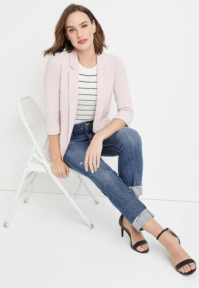 Light Pink Open Front Blazer Women Maurices Tops