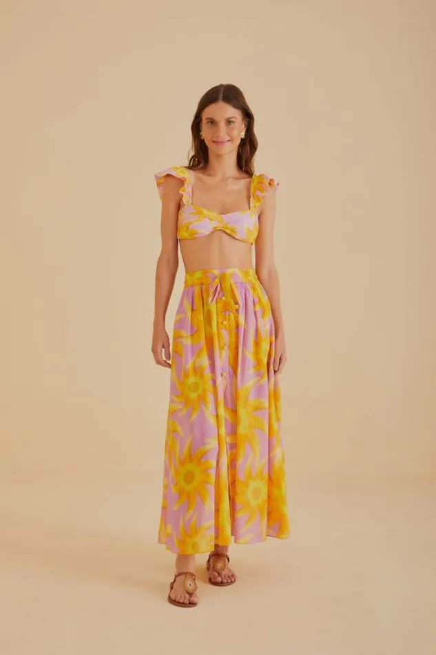 Light Pink Sunny Side Maxi Skirt Women FARM Rio Skirts
