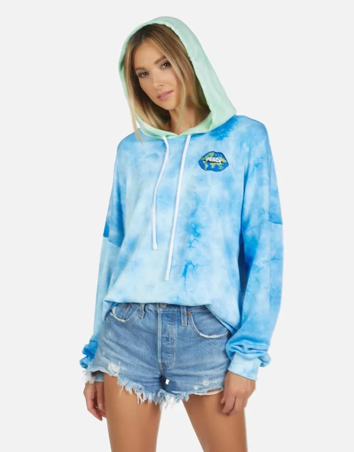 Lila World Peace Lips Blue Clouds Neon Women Lauren Moshi Hoodies