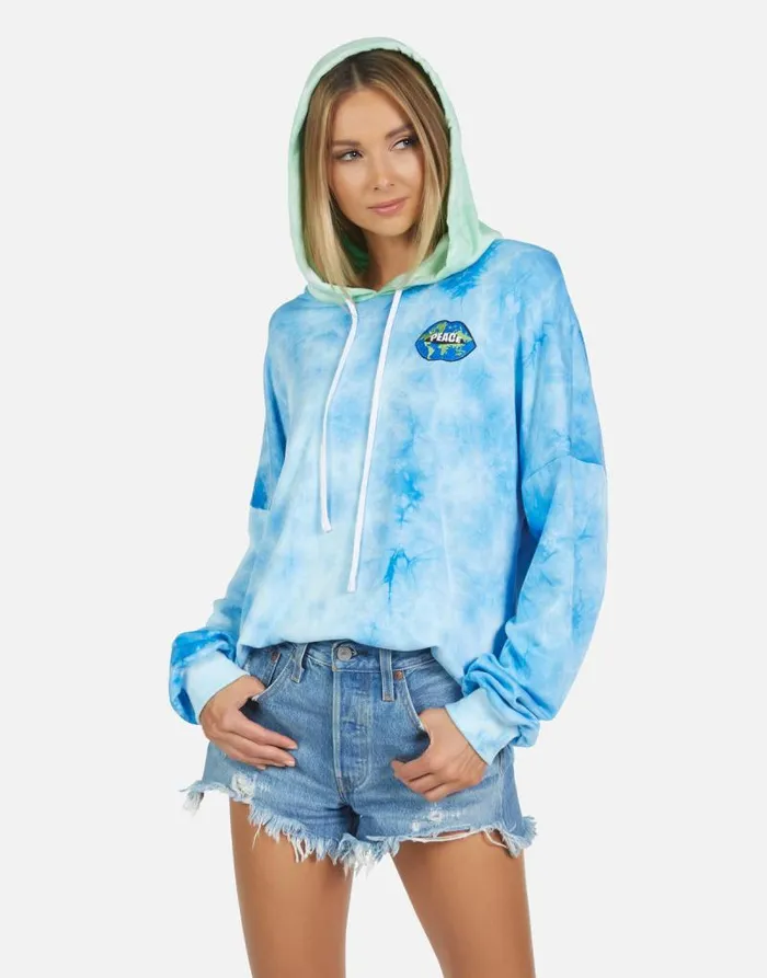 Lila World Peace Lips Blue Clouds Neon Women Lauren Moshi Hoodies