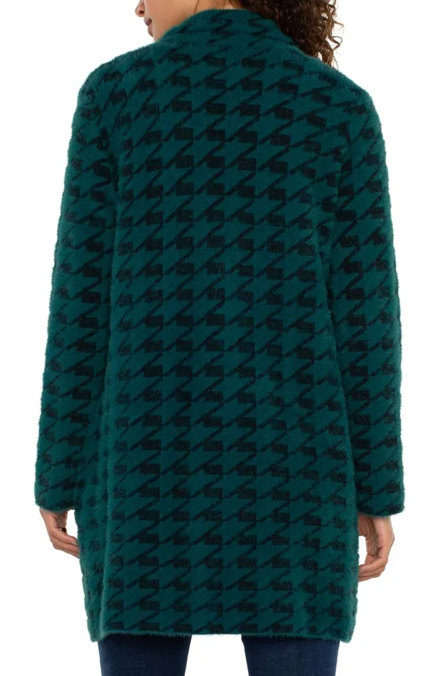 Liverpool Los Angeles Coatigans OPEN FRONT COATIGAN SWEATER Dark Forest Houndstooth 8211 Womens