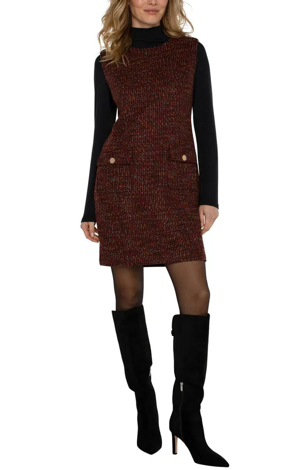 Liverpool Los Angeles Dresses SLEEVELESS SHIFT DRESS Bordeaux Multi 8211 Womens