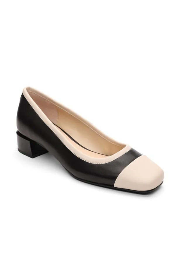 Liverpool Los Angeles Flats IRVINE ROUNDED TOE SLIP ON WITH BLOCK HEEL Black Ecru 8211 Womens