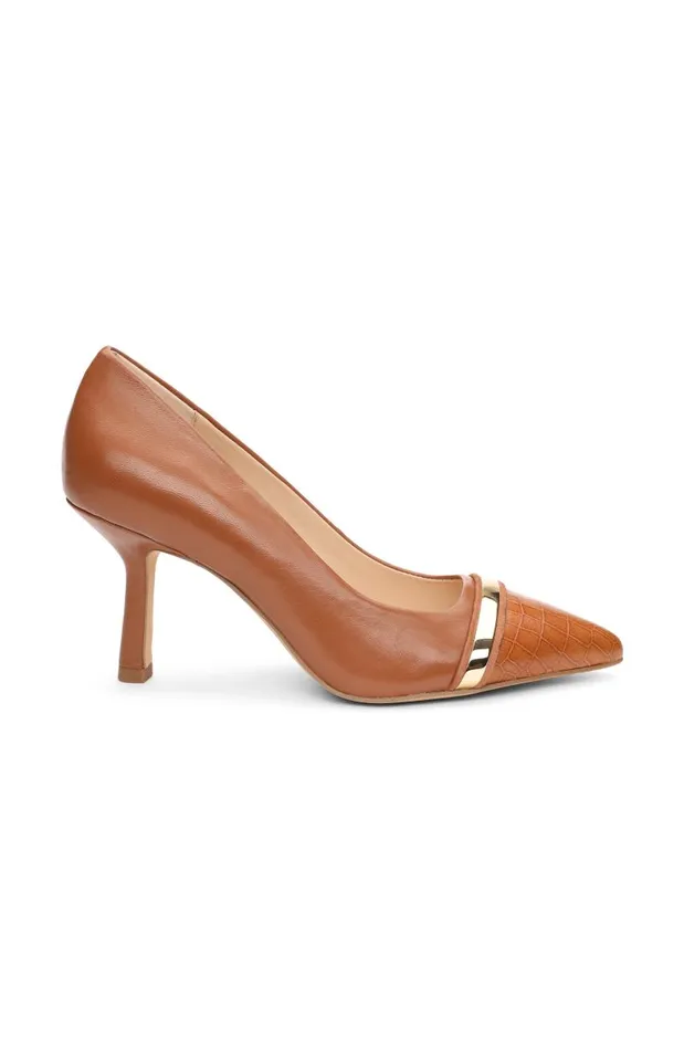 Liverpool Los Angeles Heels BELAIR PUMP WITH EMBOSSED CROC Luggage 8211 Womens