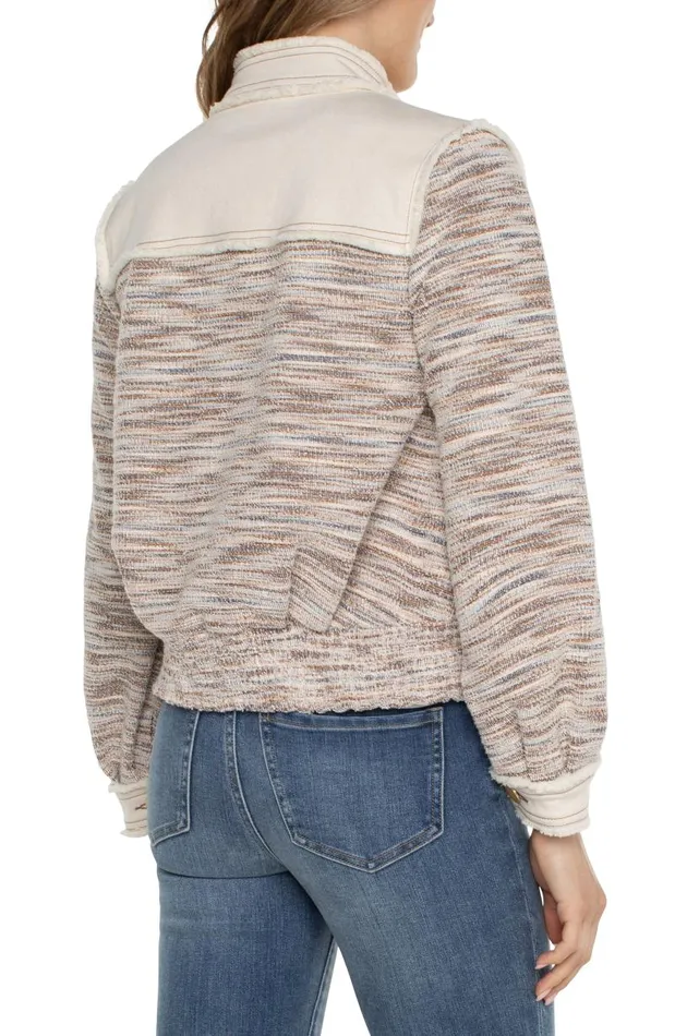 Liverpool Los Angeles Jackets CROPPED DENIM BOUCLE JACKET Ecru Multi Boucle 8211 Womens