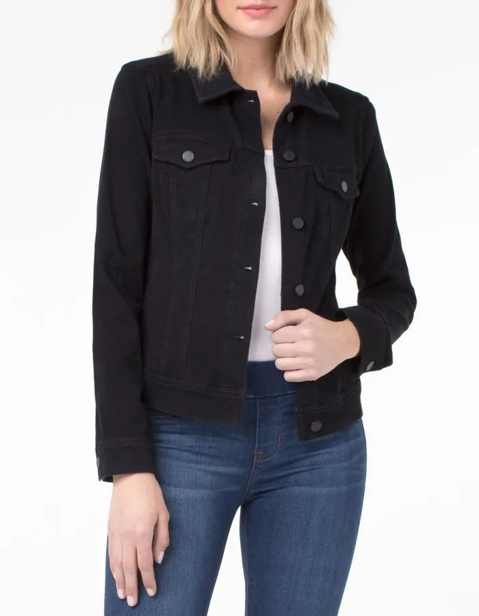 Liverpool Los Angeles Jackets DENIM JACKET POWERFLEX Black Rinse 8211 Womens
