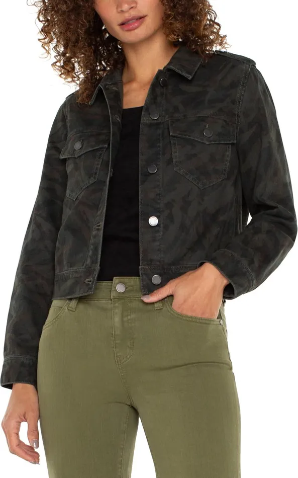 Liverpool Los Angeles Jackets MILITARY CROP JACKET Abstract Camo 8211 Womens