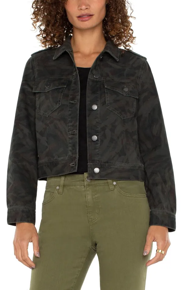 Liverpool Los Angeles Jackets MILITARY CROP JACKET Abstract Camo 8211 Womens