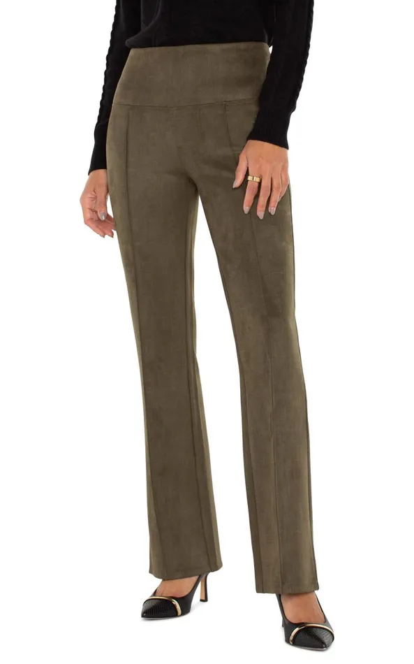 Liverpool Los Angeles Pants PEARL FULL LENGTH FLARE WITH PINTUCKS Olive 8211 Womens