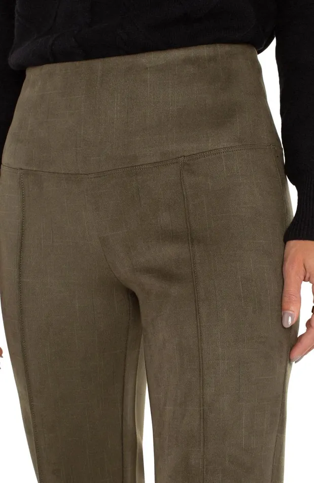 Liverpool Los Angeles Pants PEARL FULL LENGTH FLARE WITH PINTUCKS Olive 8211 Womens