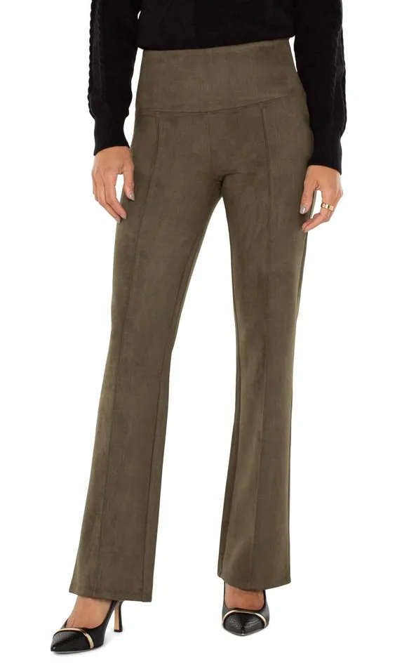 Liverpool Los Angeles Pants PEARL FULL LENGTH FLARE WITH PINTUCKS Olive 8211 Womens