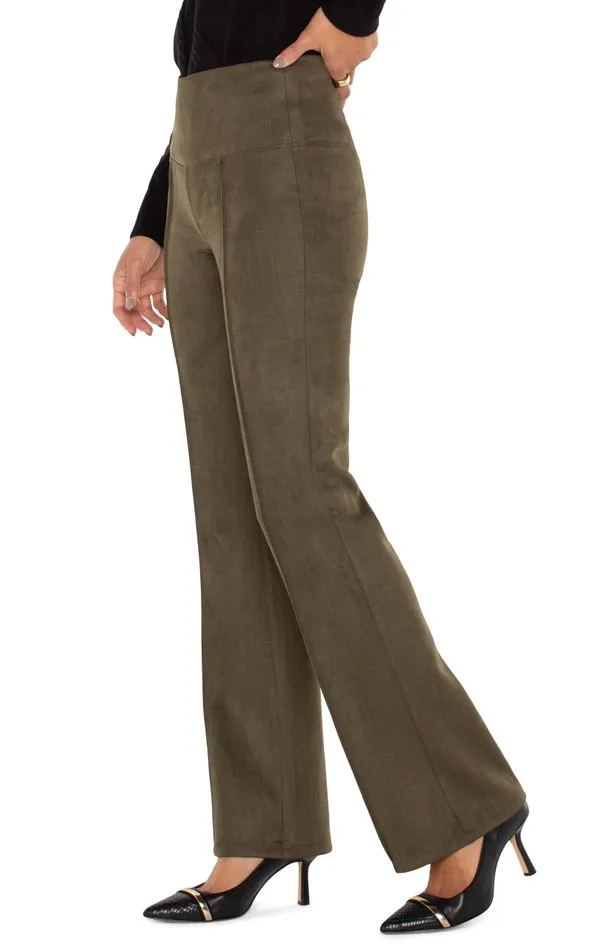 Liverpool Los Angeles Pants PEARL FULL LENGTH FLARE WITH PINTUCKS Olive 8211 Womens
