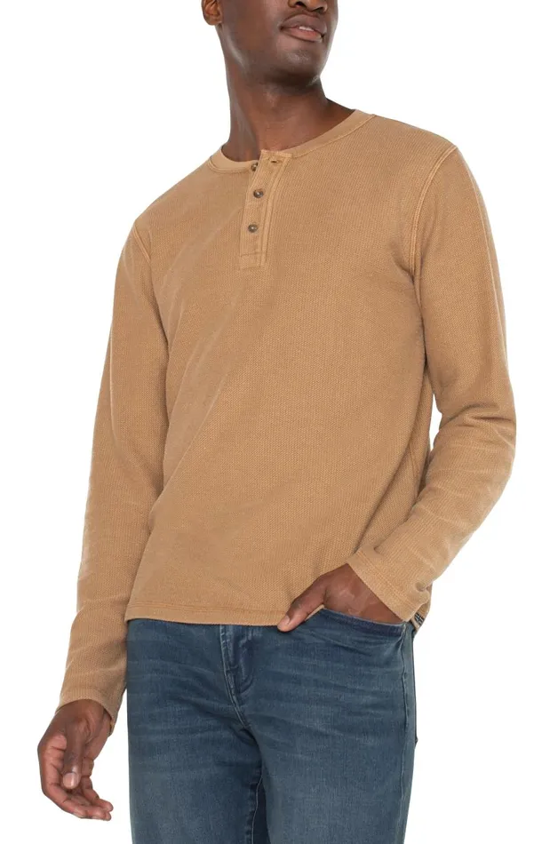 Liverpool Los Angeles Shirts LONG SLEEVE HENLEY Tabacco Brown 8211 Mens