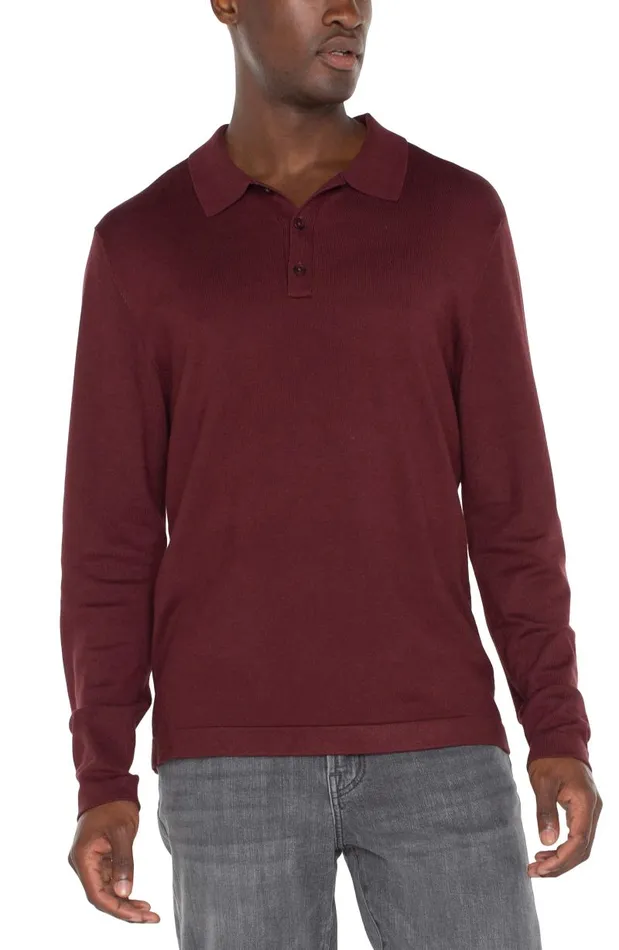 Liverpool Los Angeles Shirts LONG SLEEVE KNIT POLO Burgundy 8211 Mens